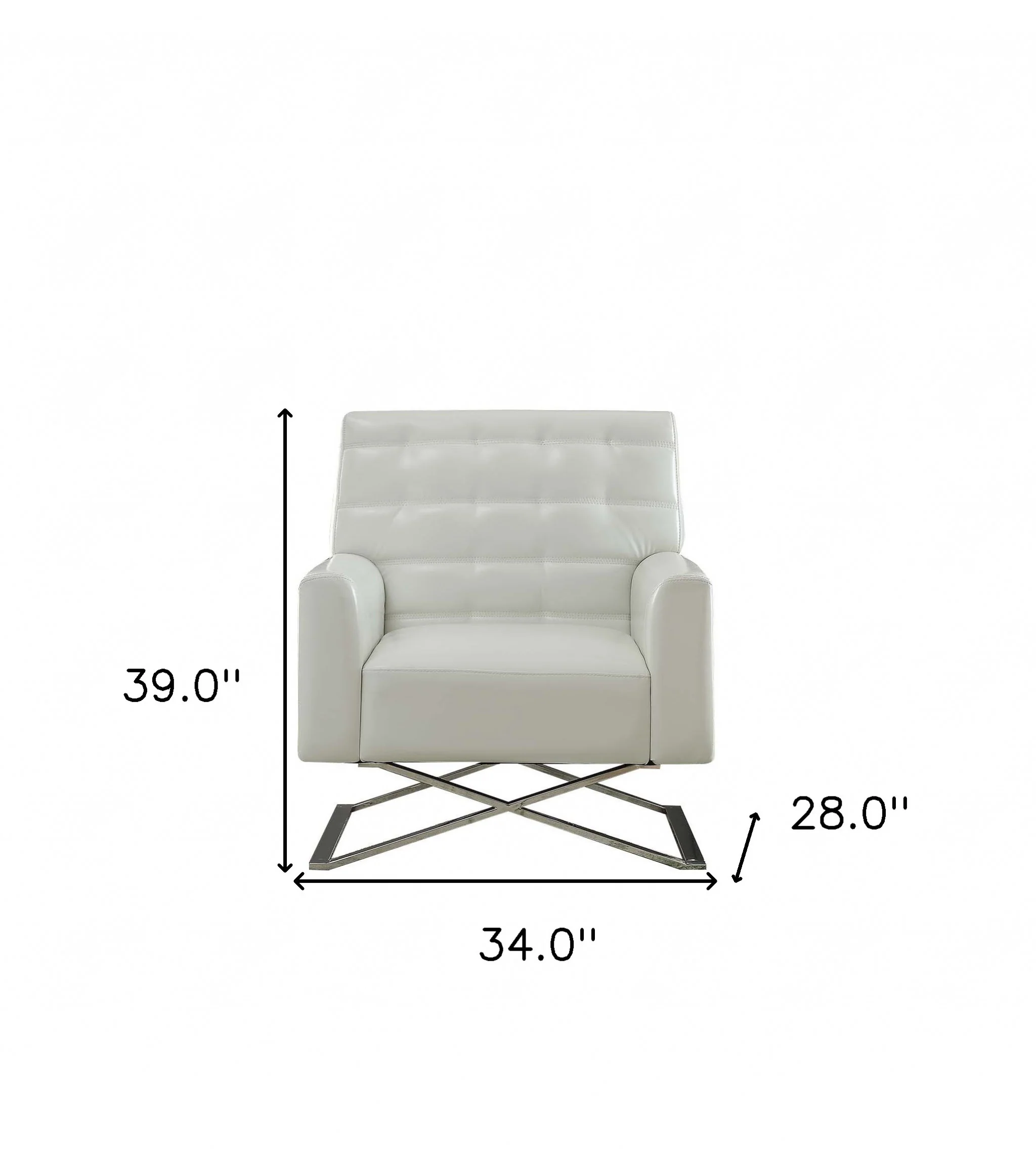34" White Faux Leather And Steel Solid Color Club Chair By Homeroots - Image 7
