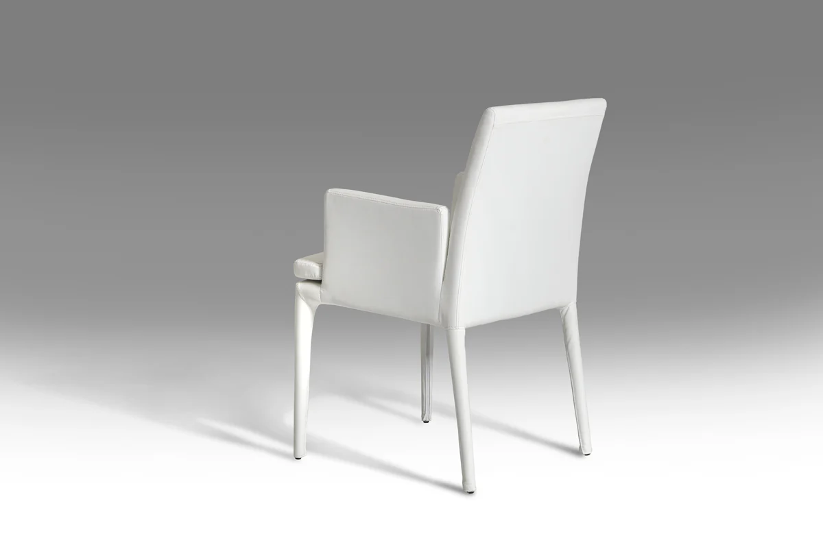 34' White Leatherette And Metal Dining Chair By Homeroots - Image 2