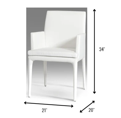 34' White Leatherette And Metal Dining Chair By Homeroots - Image 3