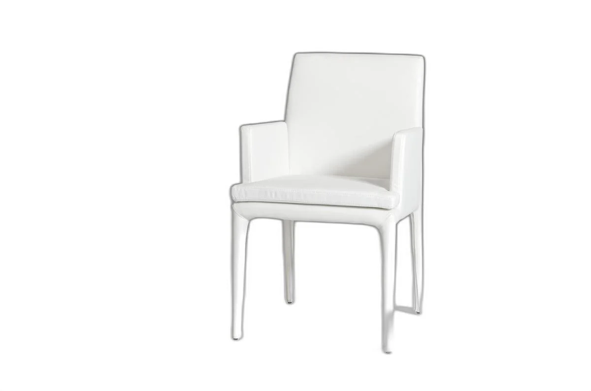 34' White Leatherette And Metal Dining Chair By Homeroots - Image 4