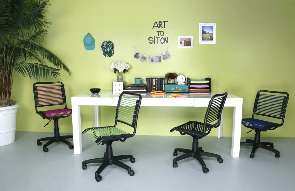35" All Black Round Bungee Cord Low Back Office Chair By Homeroots - Image 7
