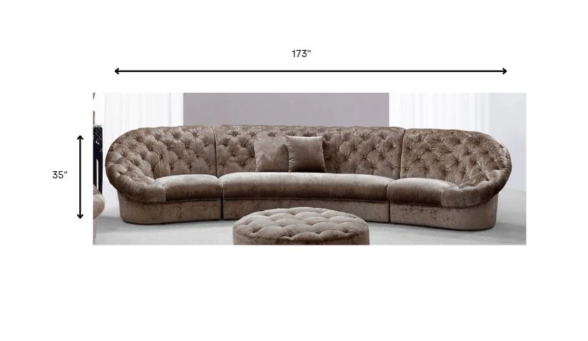 35" Beige MDF and Velour Sectional Sofa By Homeroots - Image 2