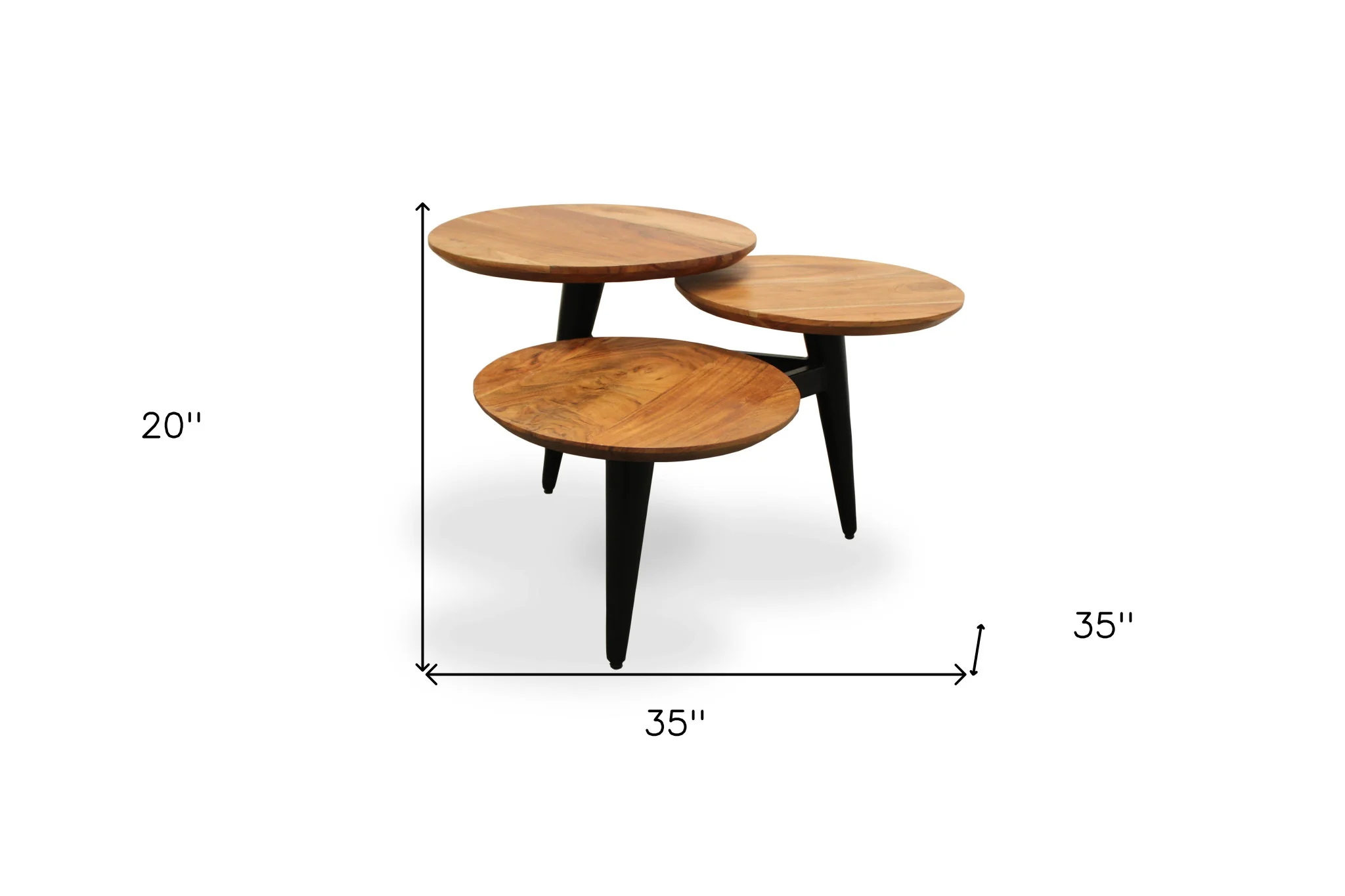 35" Black And Natural Brown Solid Wood Round Distressed Coffee Table By Homeroots - Image 6