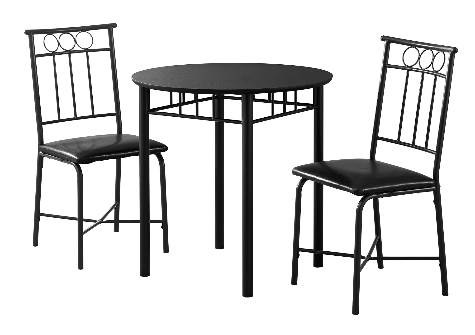 35" Black Leather Look Foam And Metal Three Pieces Dining Set By Homeroots - Image 2