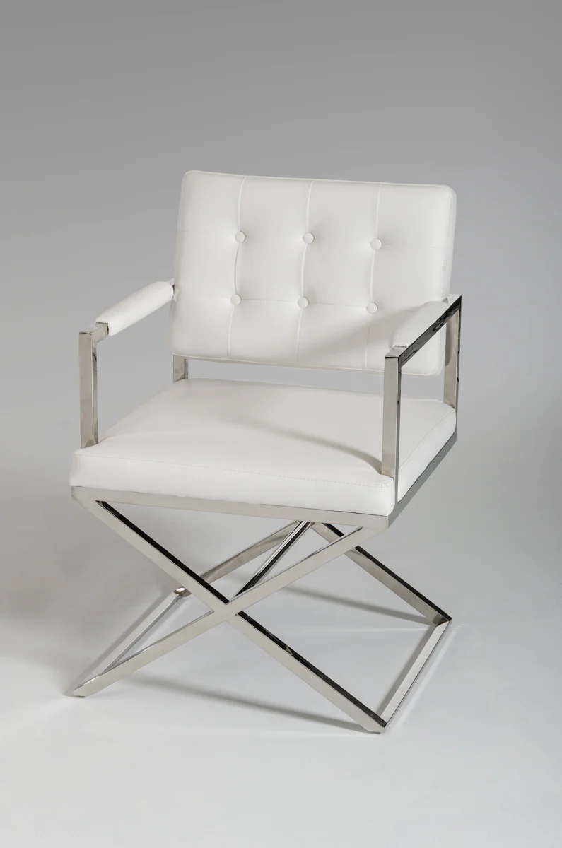 35' Black Leatherette And Stainless Steel Dining Chair By Homeroots - Image 5