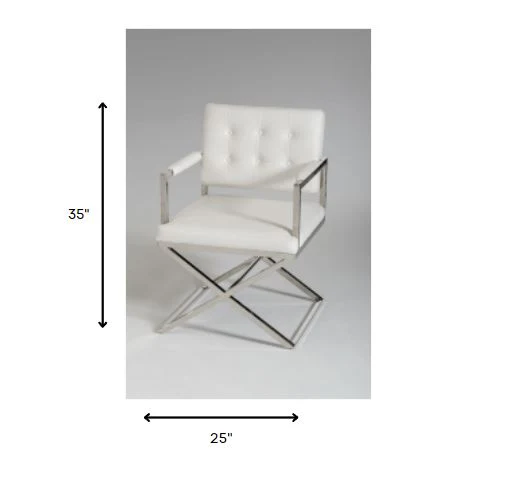 35' Black Leatherette And Stainless Steel Dining Chair By Homeroots - Image 8