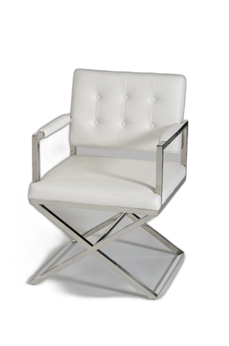 35' Black Leatherette And Stainless Steel Dining Chair By Homeroots - Image 9