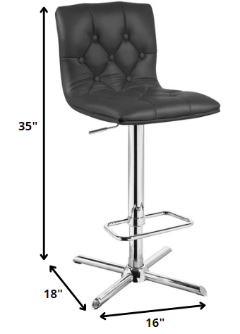 35' Black Leatherette And Steel Bar Stool By Homeroots - Image 2