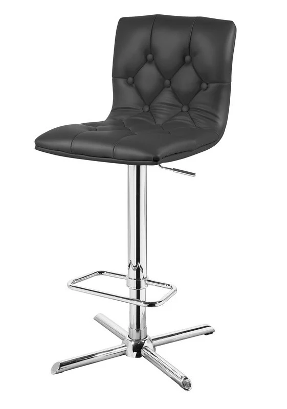 35' Black Leatherette And Steel Bar Stool By Homeroots - Image 3