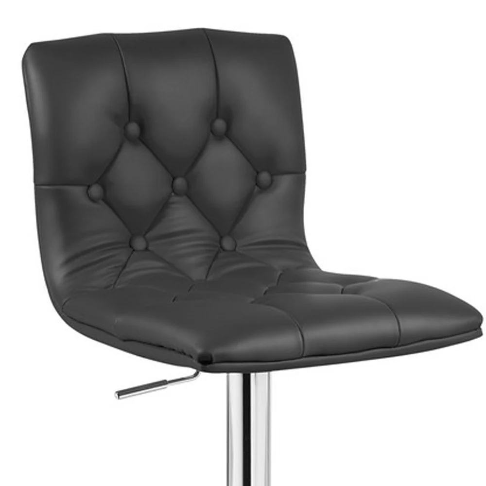 35' Black Leatherette And Steel Bar Stool By Homeroots - Image 4
