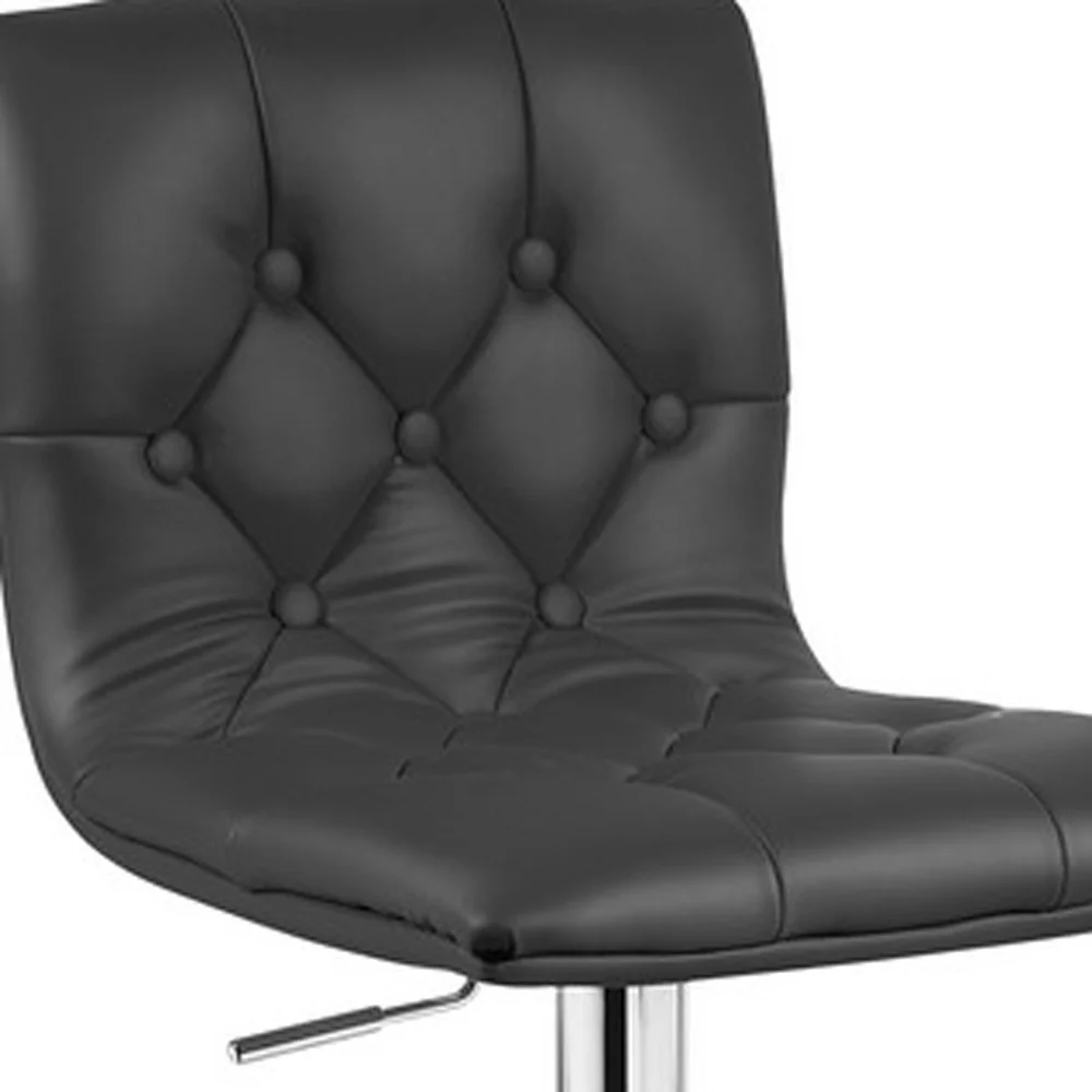 35' Black Leatherette And Steel Bar Stool By Homeroots - Image 5