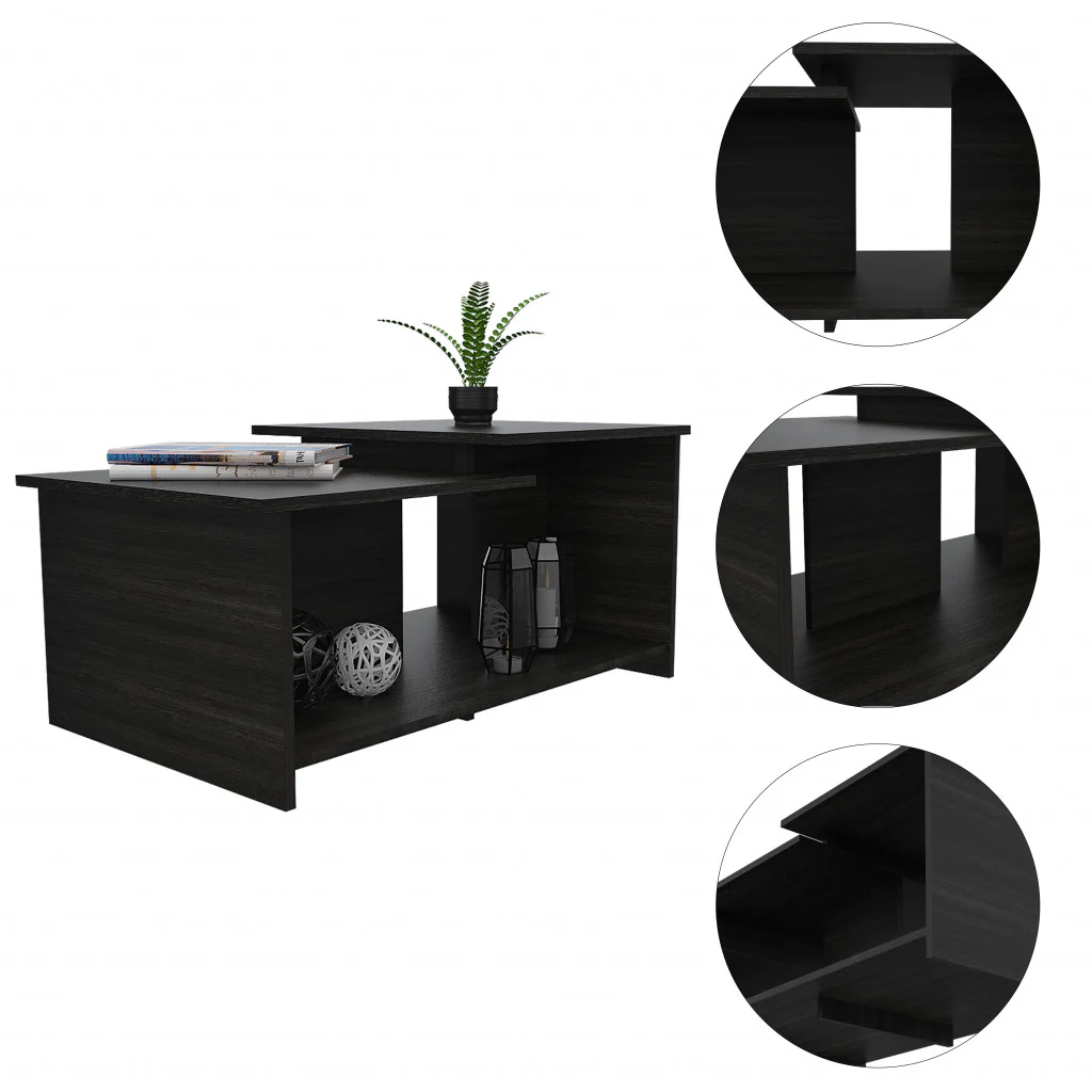 35" Black Manufactured Wood Rectangular Coffee Table By Homeroots - Image 3