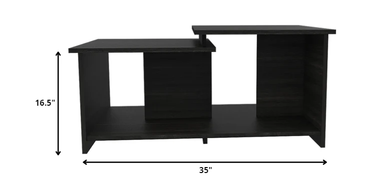 35" Black Manufactured Wood Rectangular Coffee Table By Homeroots - Image 4