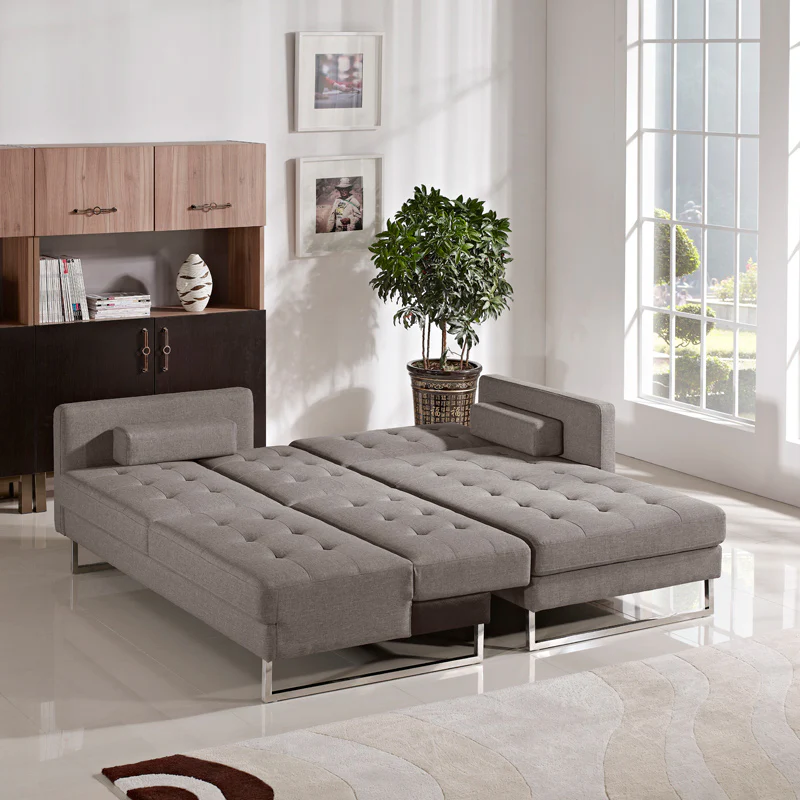 35' Brown Fabric Foam Wood and Steel Sectional Sofa By Homeroots - Image 3