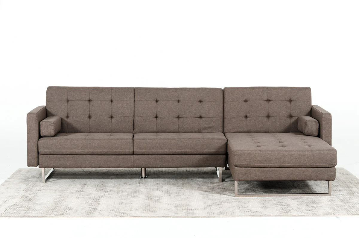 35' Brown Fabric Foam Wood and Steel Sectional Sofa By Homeroots - Image 4