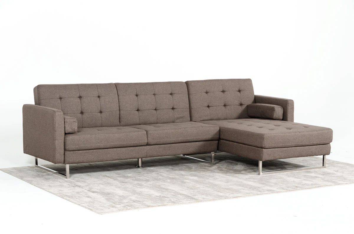 35' Brown Fabric Foam Wood and Steel Sectional Sofa By Homeroots - Image 5