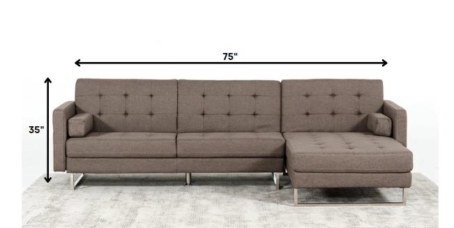 35' Brown Fabric Foam Wood and Steel Sectional Sofa By Homeroots - Image 6