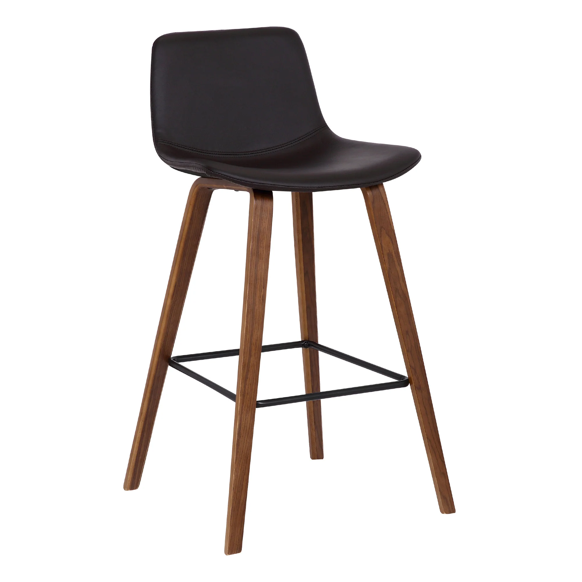 35" Brown Faux Leather And Iron Counter Height Bar Chair By Homeroots - Image 2