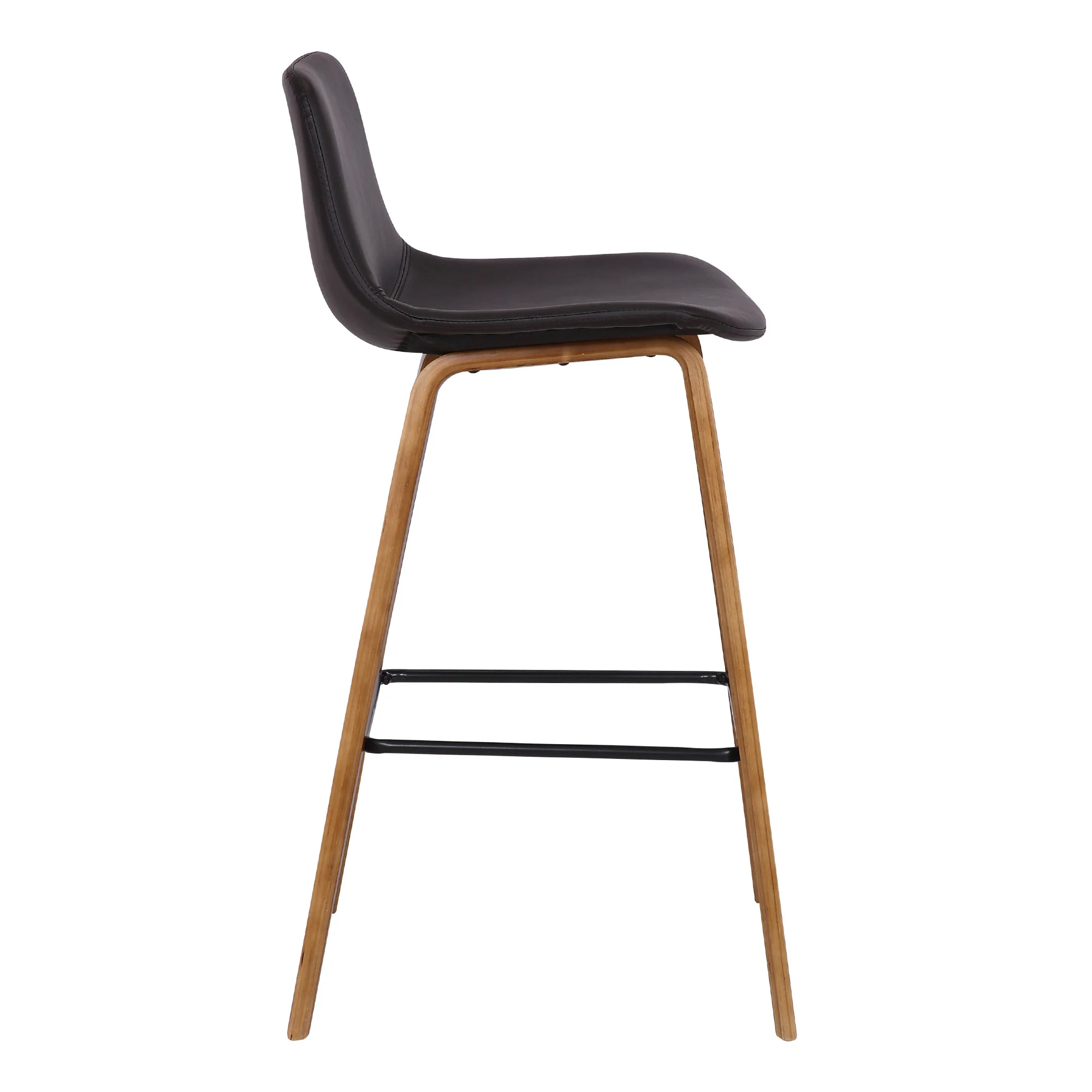 35" Brown Faux Leather And Iron Counter Height Bar Chair By Homeroots - Image 4