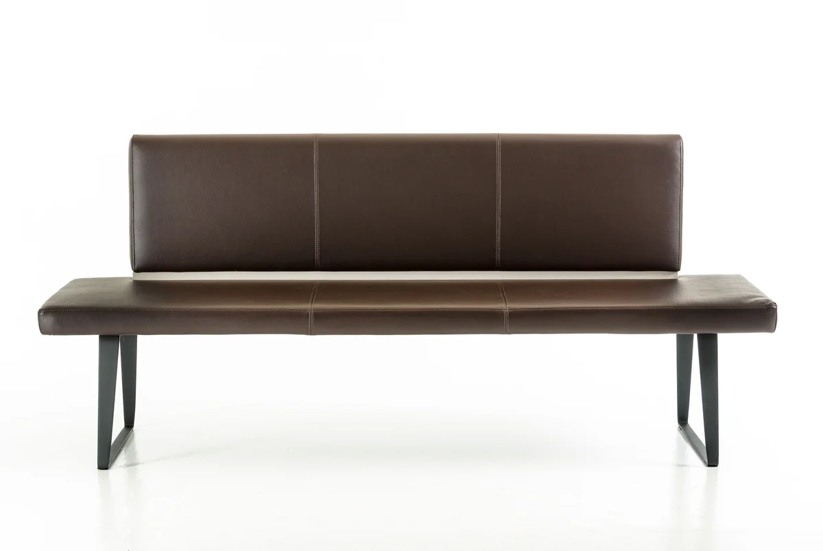 35' Brown Leatherette and Metal Dining Bench By Homeroots - Image 2