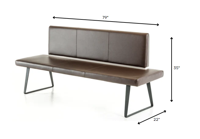 35' Brown Leatherette and Metal Dining Bench By Homeroots - Image 6