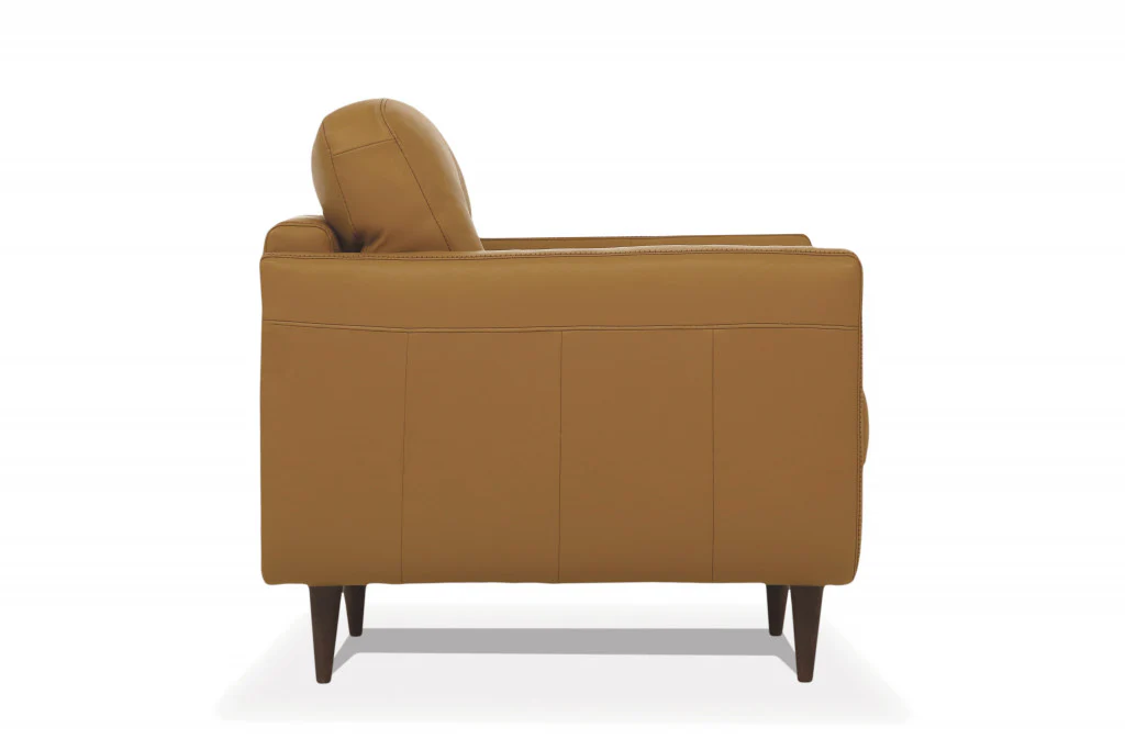 35" Camel Genuine Leather And Black Tufted Arm Chair By Homeroots - Image 3