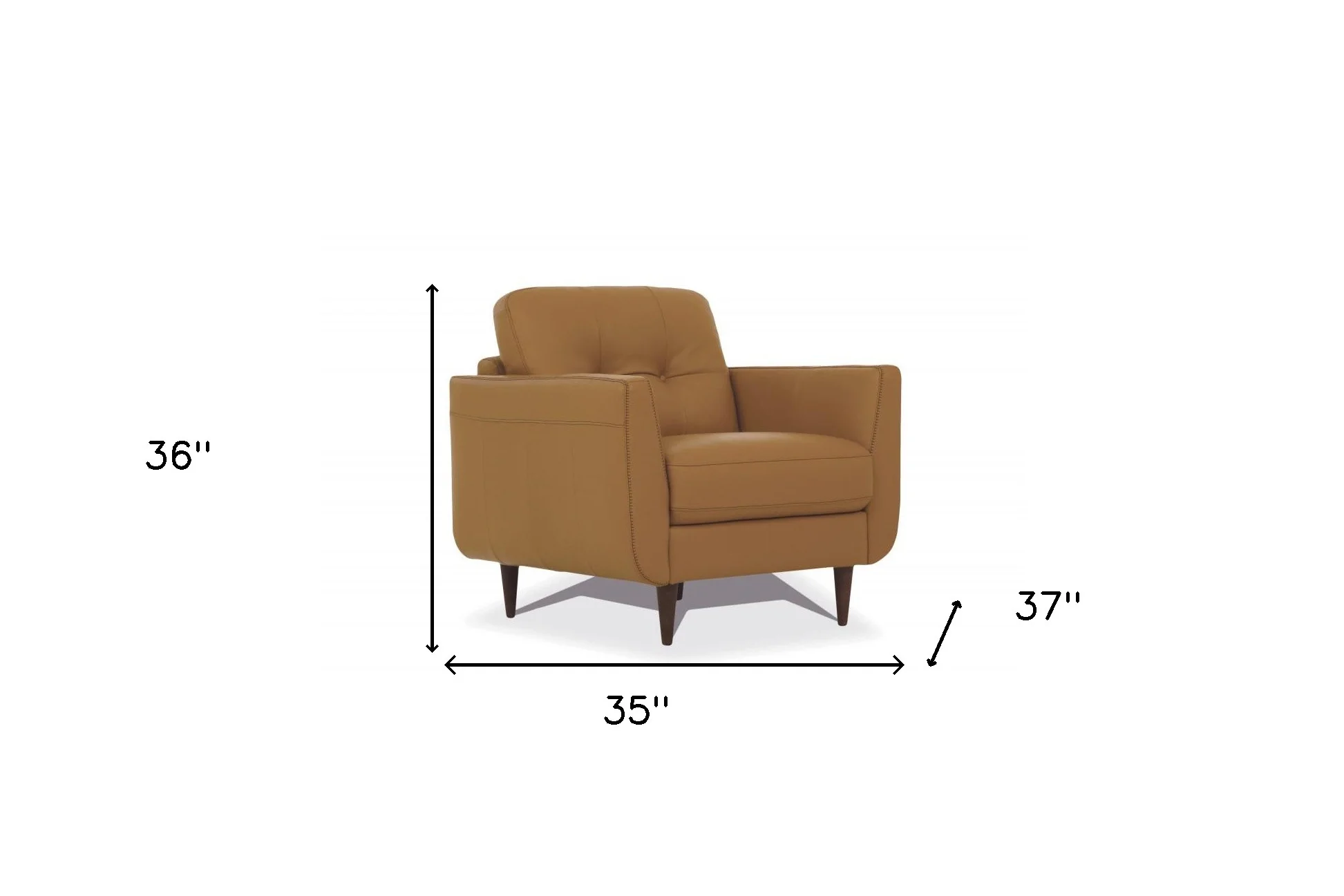 35" Camel Genuine Leather And Black Tufted Arm Chair By Homeroots - Image 6