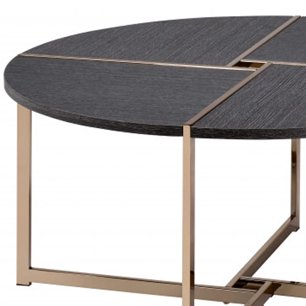 35" Champagne And Black Round Coffee Table By Homeroots - Image 3
