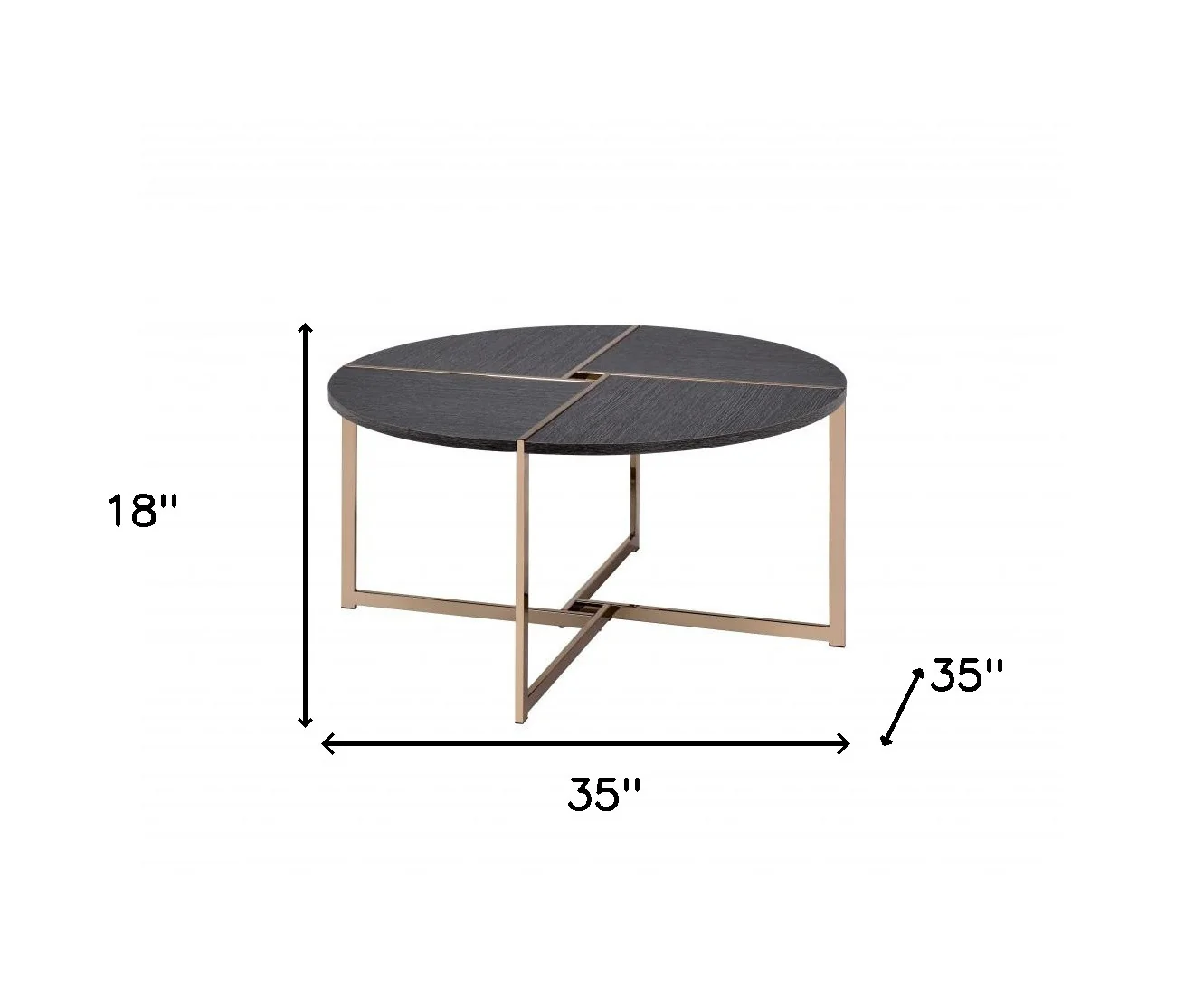 35" Champagne And Black Round Coffee Table By Homeroots - Image 5