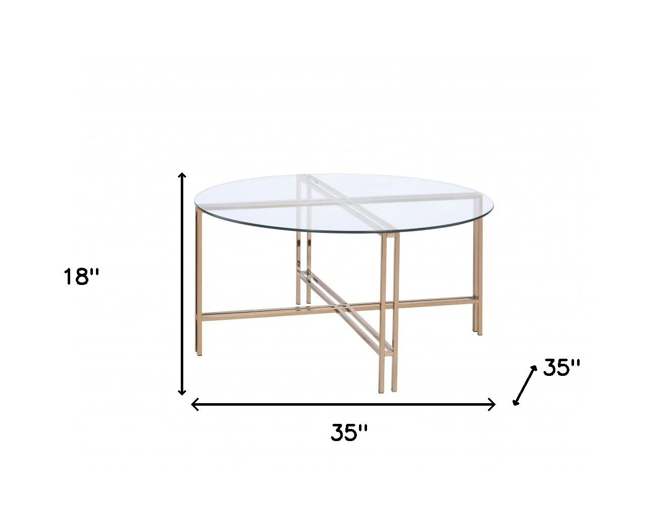 35" Champagne And Clear Glass Round Coffee Table By Homeroots - Image 7