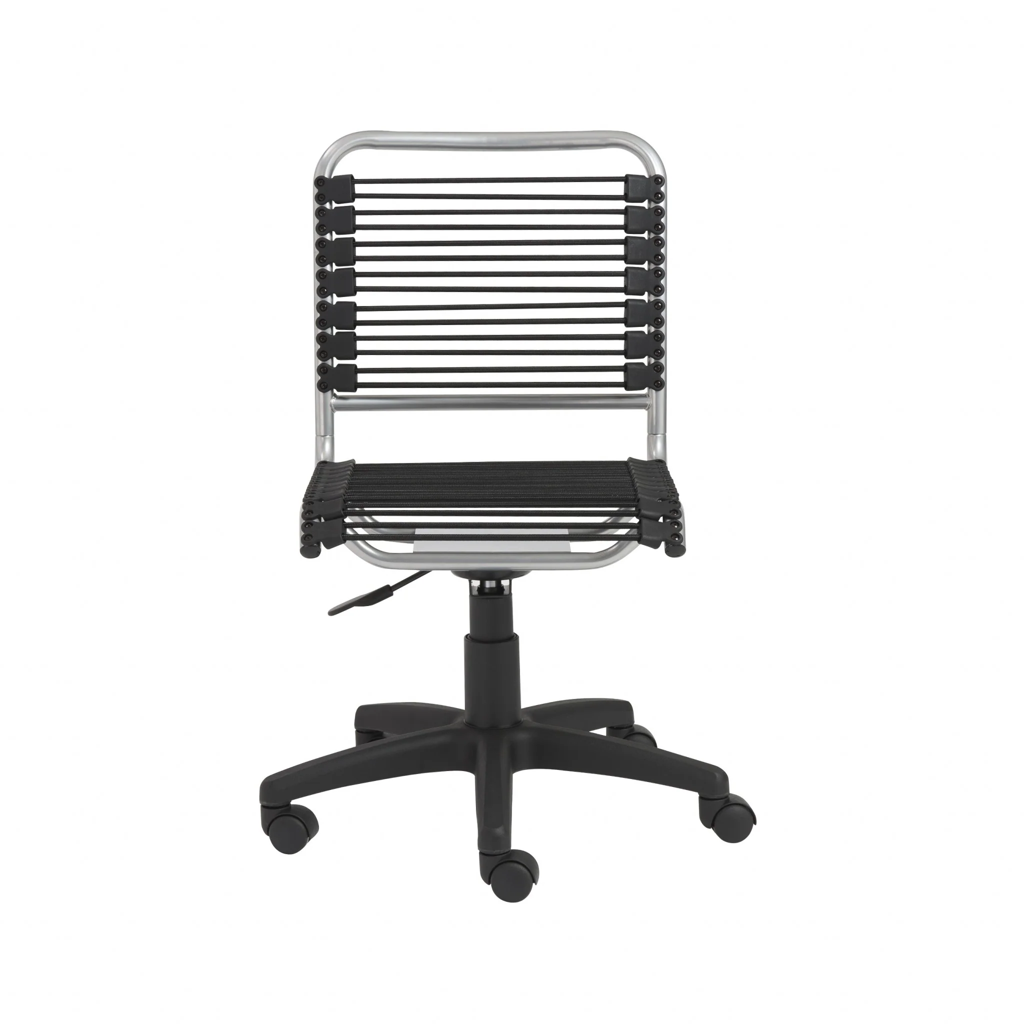 35" Chrome and Black Round Bungee Cord Low Back Office Chair By Homeroots - Image 2