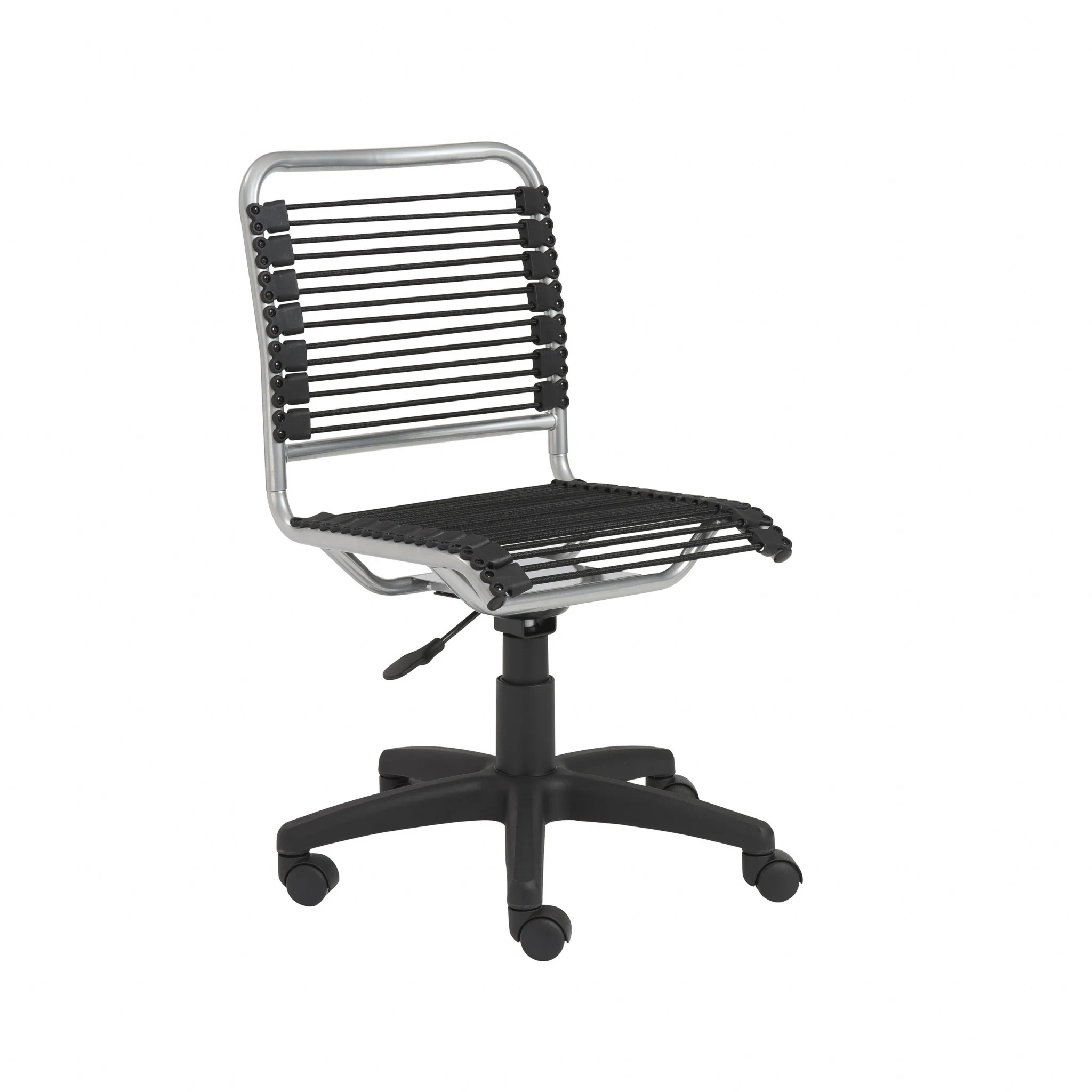 35" Chrome and Black Round Bungee Cord Low Back Office Chair By Homeroots - Image 3