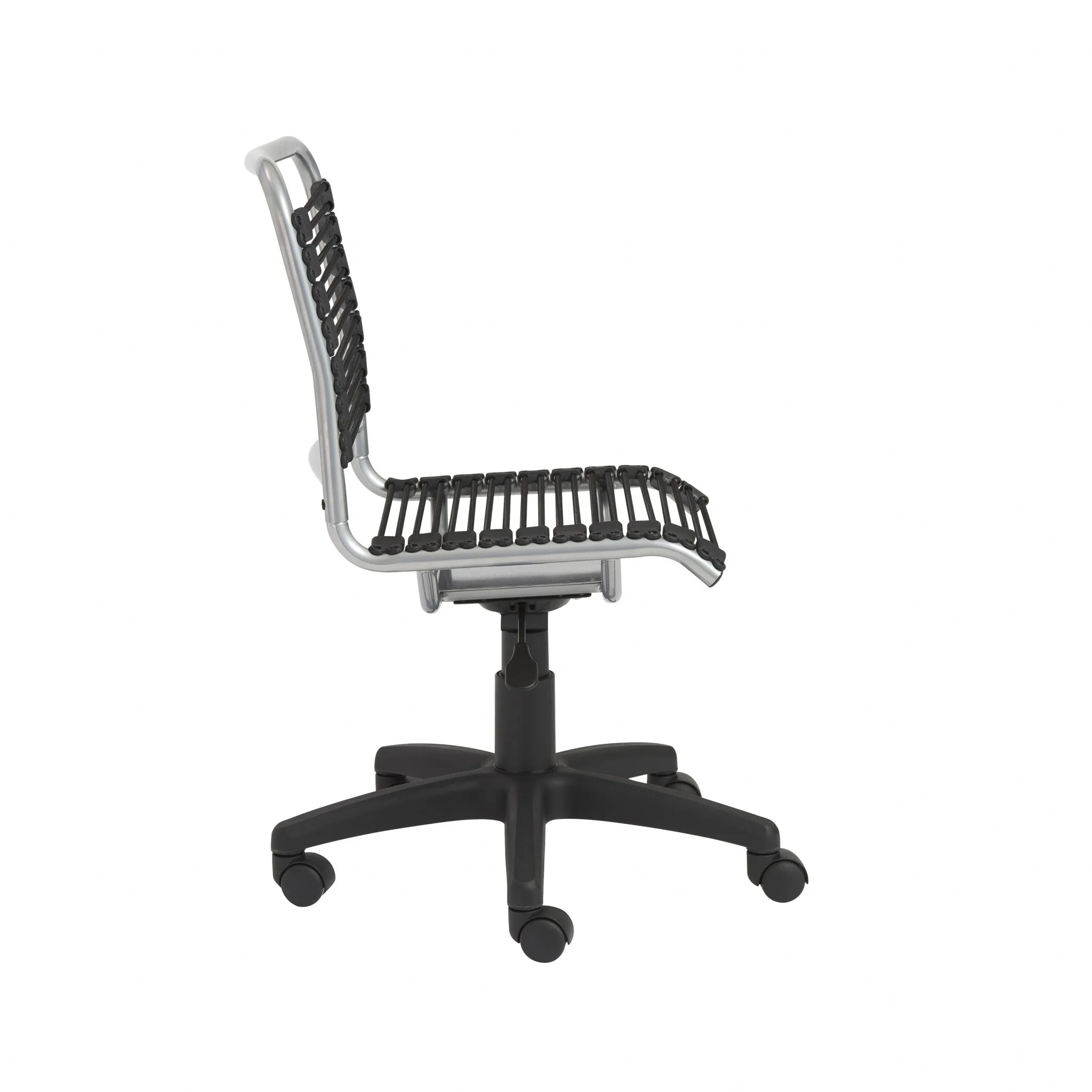 35" Chrome and Black Round Bungee Cord Low Back Office Chair By Homeroots - Image 4