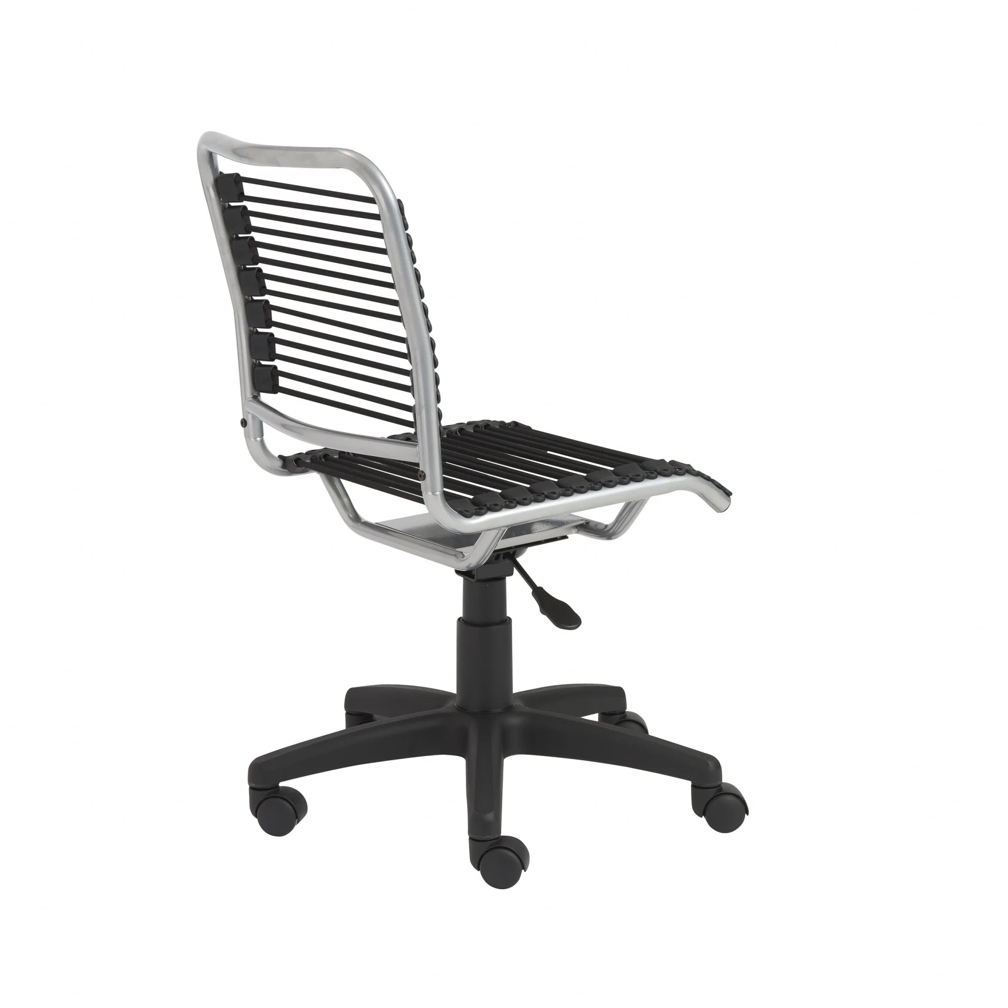 35" Chrome and Black Round Bungee Cord Low Back Office Chair By Homeroots - Image 5