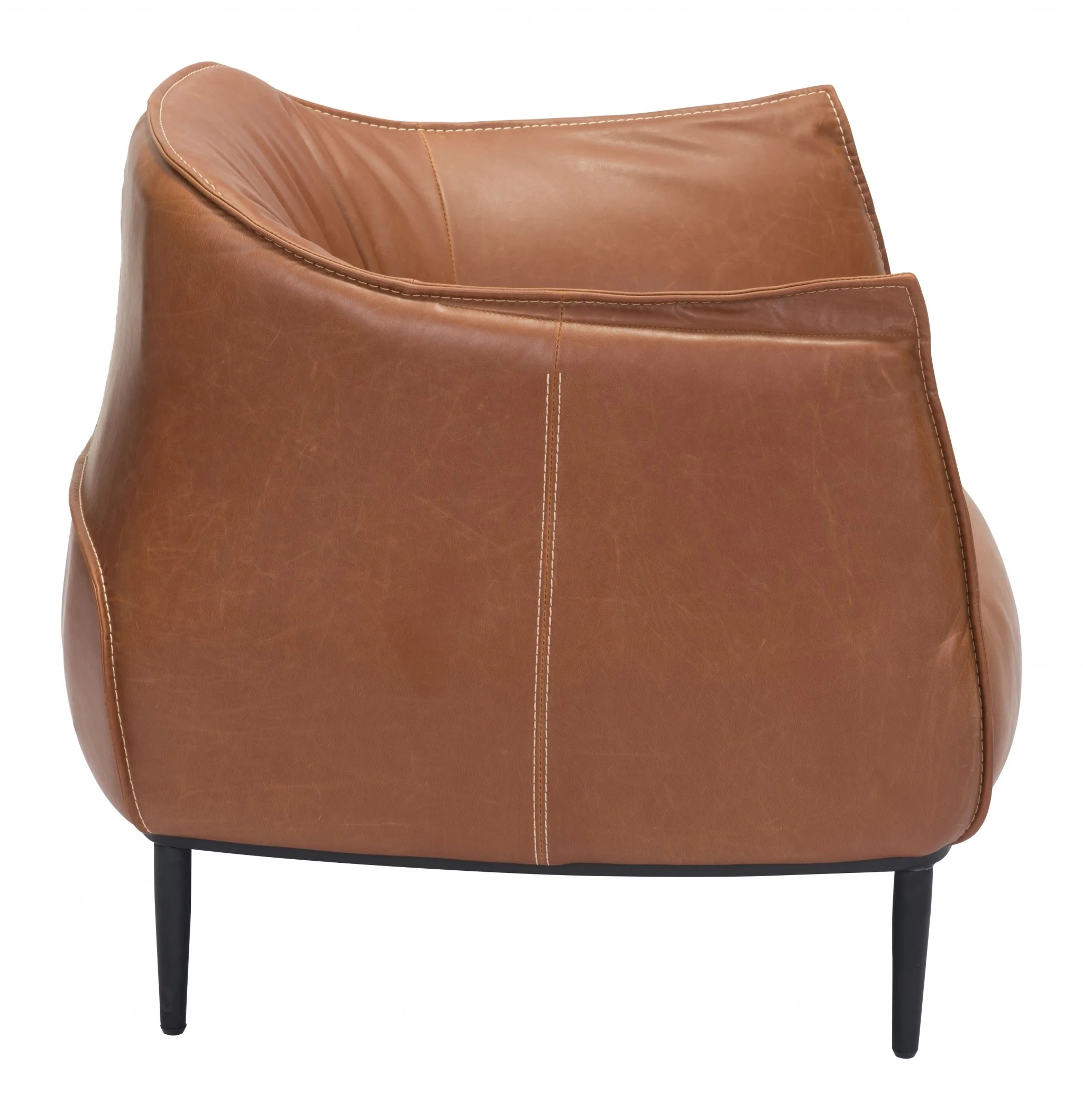 35" Coffee And Brown Faux Leather Barrel Chair By Homeroots - Image 3