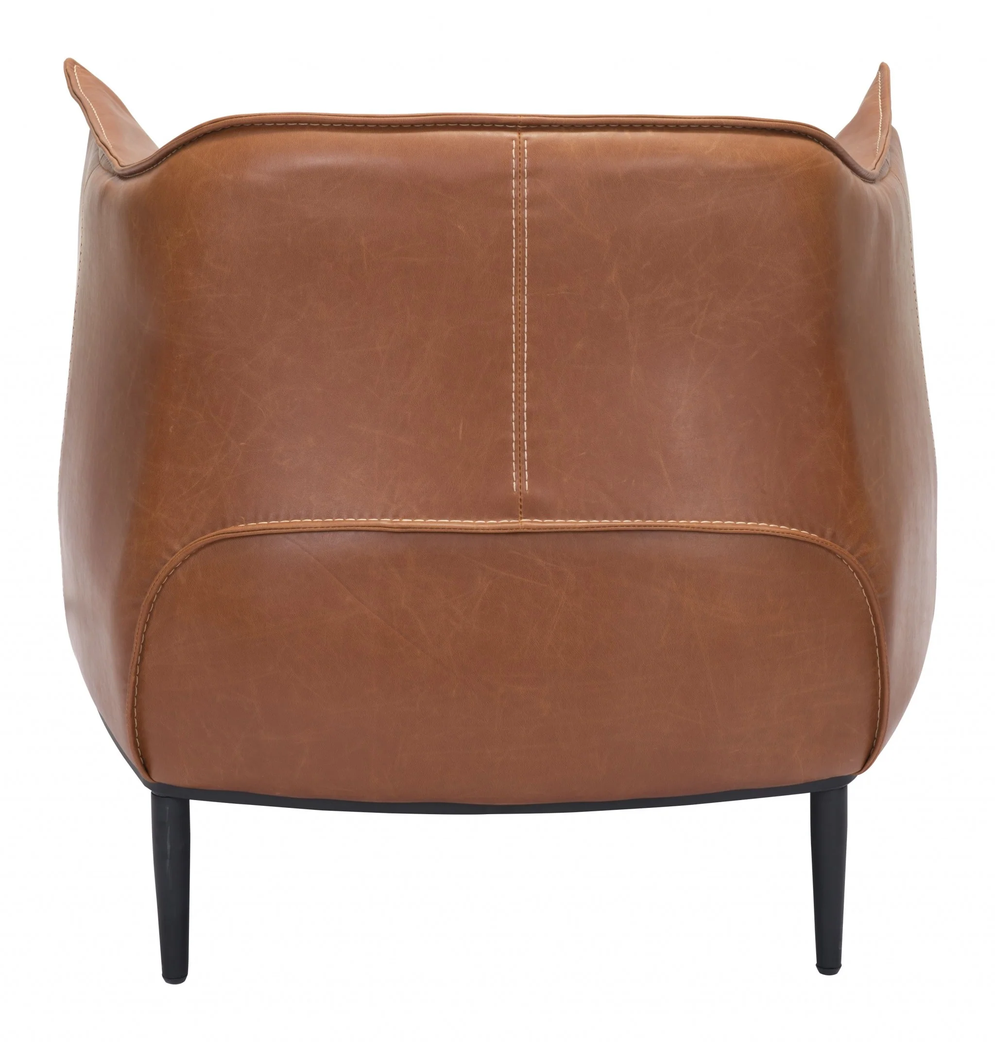 35" Coffee And Brown Faux Leather Barrel Chair By Homeroots - Image 5