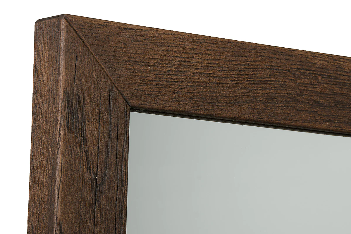 35" Dark Aged Oak Wood and Glass Mirror By Homeroots - Image 2