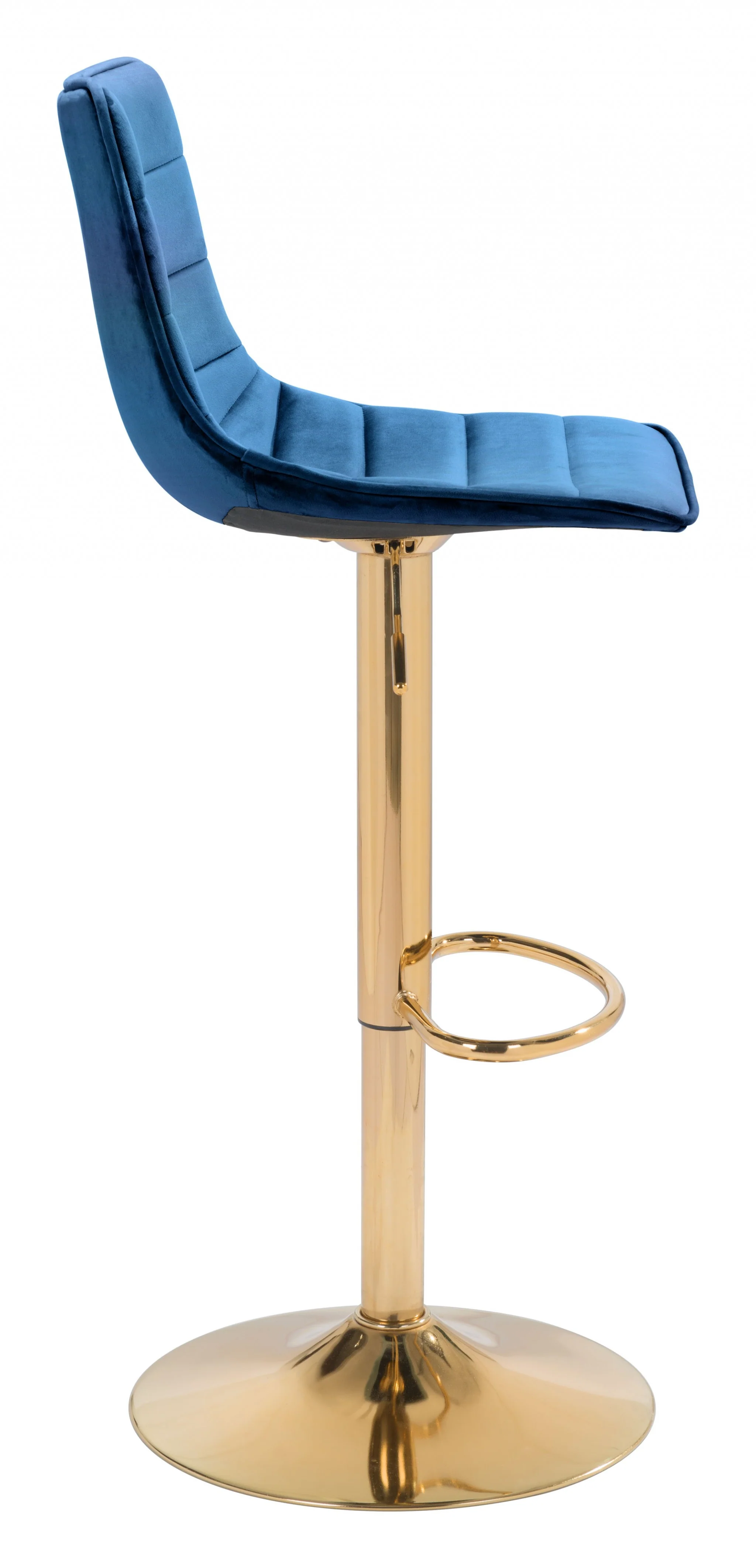 35" Dark Blue And Gold Steel Low Back Counter Height Bar Chair With Footrest By Homeroots - Image 4