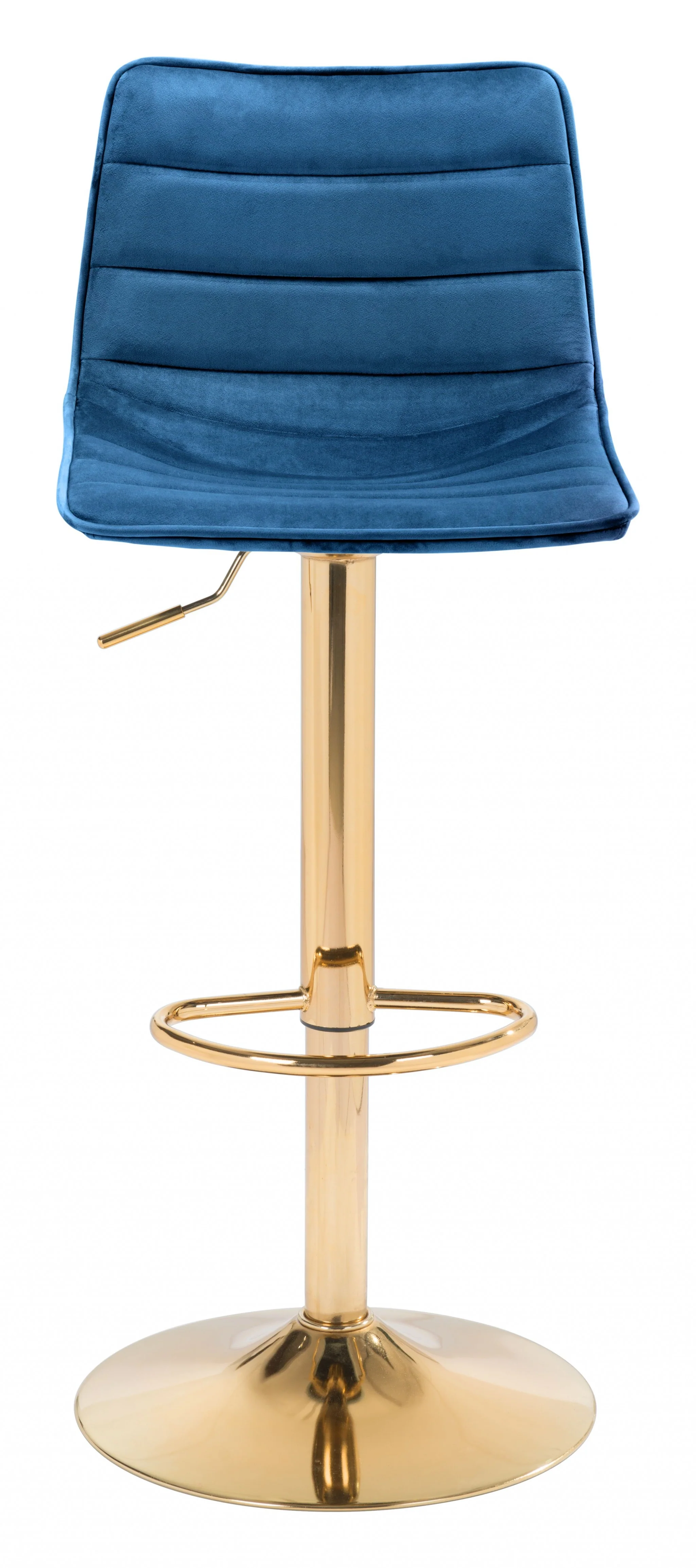 35" Dark Blue And Gold Steel Low Back Counter Height Bar Chair With Footrest By Homeroots - Image 5