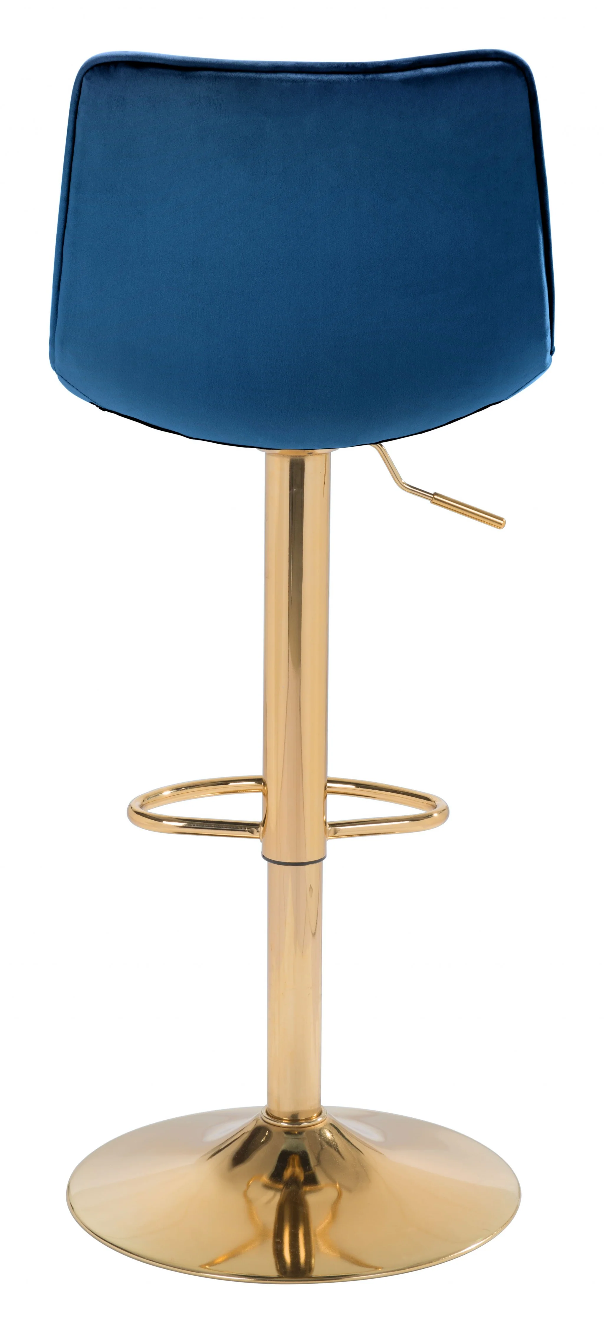 35" Dark Blue And Gold Steel Low Back Counter Height Bar Chair With Footrest By Homeroots - Image 6