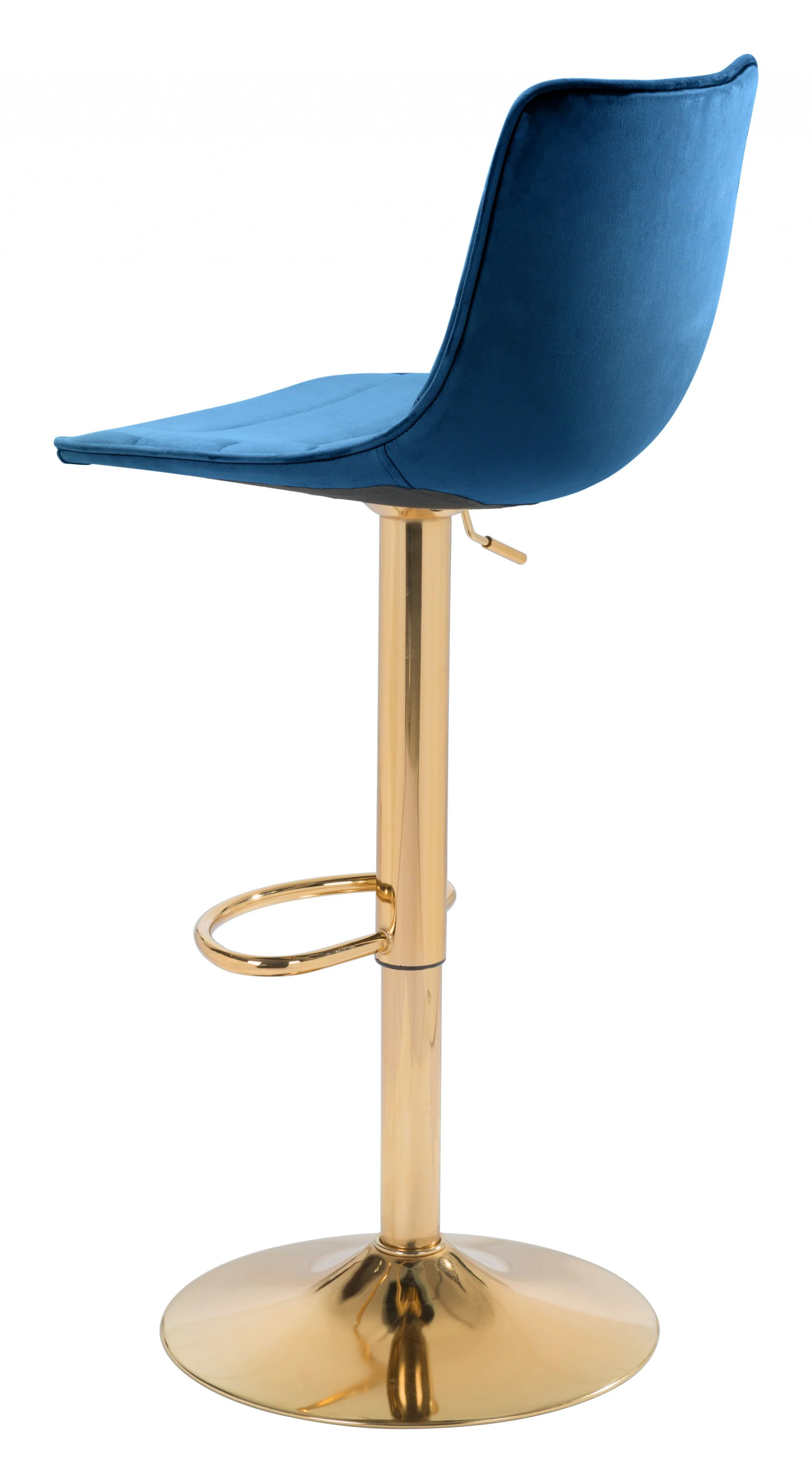 35" Dark Blue And Gold Steel Low Back Counter Height Bar Chair With Footrest By Homeroots - Image 7
