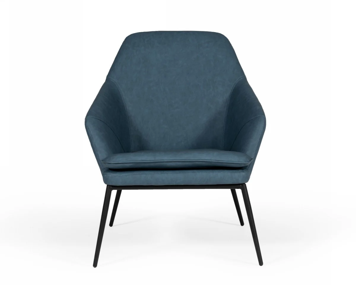 35" Dark Teal Faux Leather and Black Metal Modern Armchair By Homeroots - Image 2