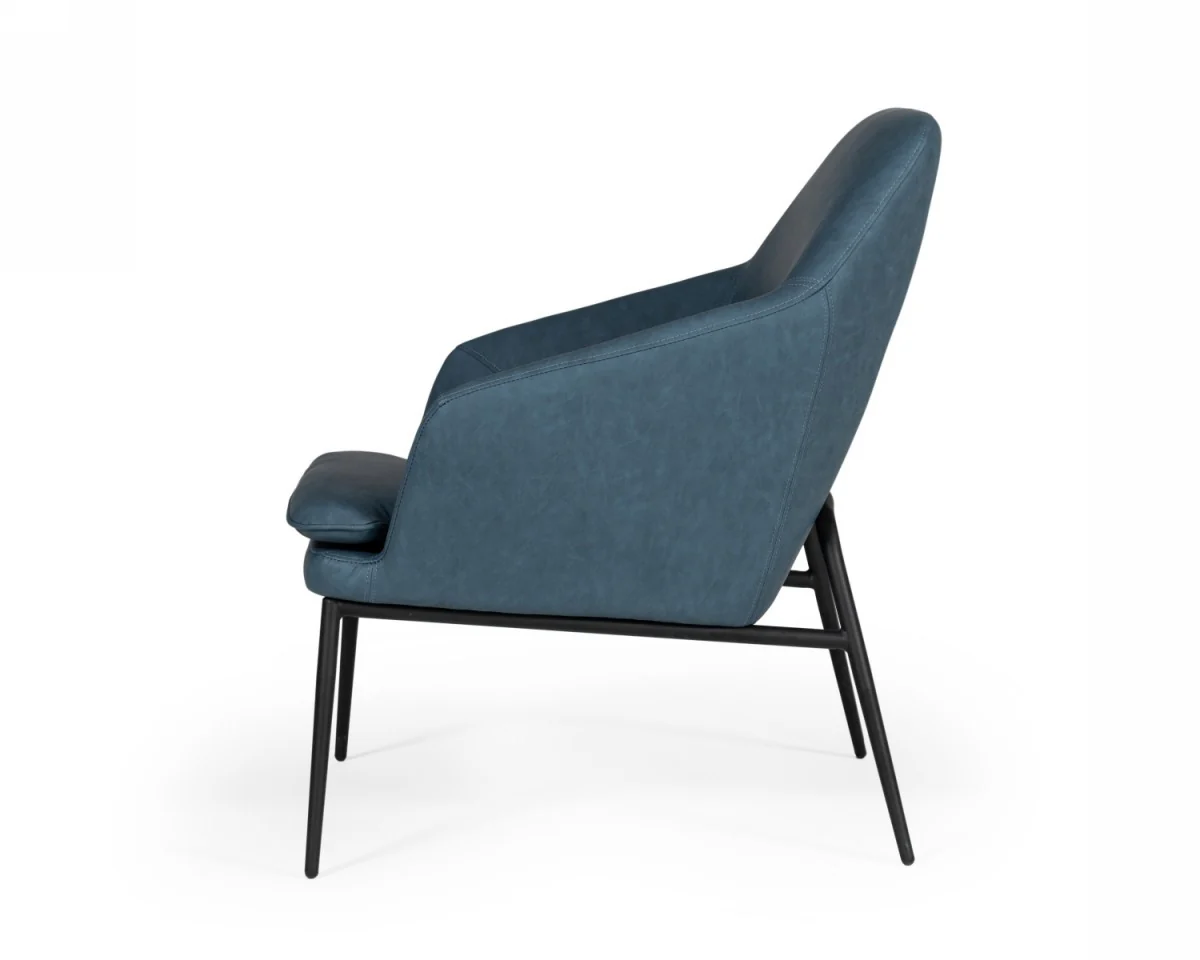 35" Dark Teal Faux Leather and Black Metal Modern Armchair By Homeroots - Image 3