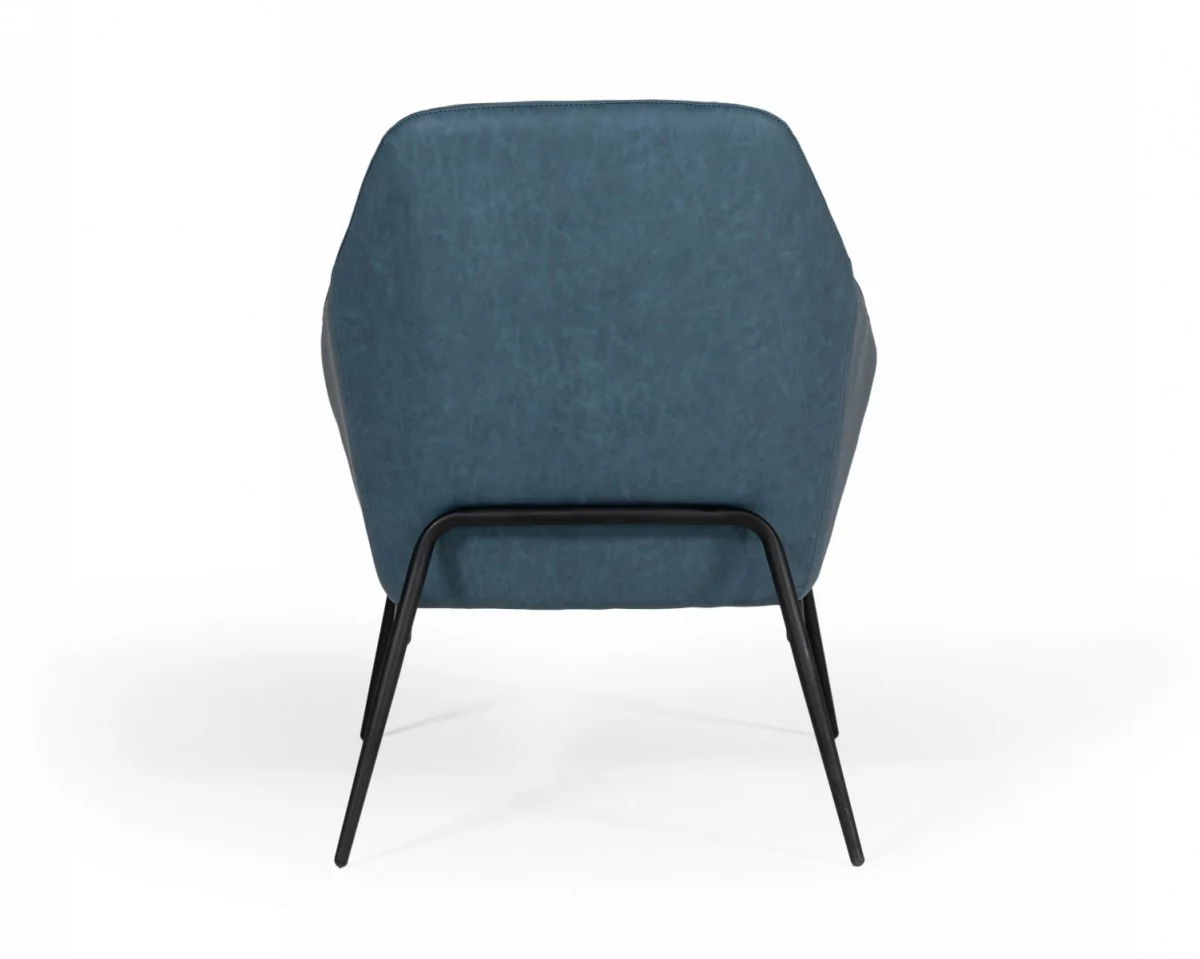 35" Dark Teal Faux Leather and Black Metal Modern Armchair By Homeroots - Image 4