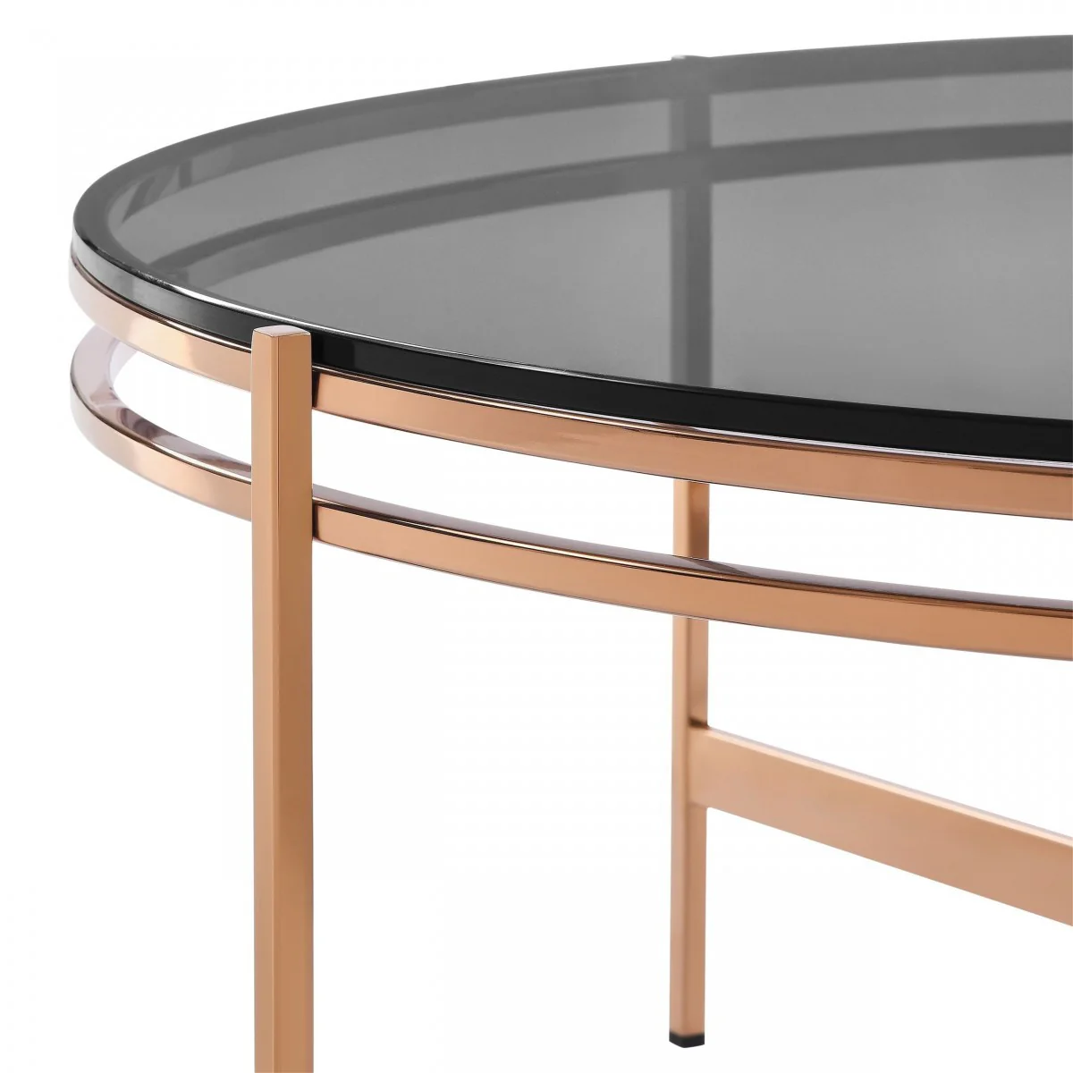 35" Gold And Smoked Glass Round Coffee Table By Homeroots - Image 5