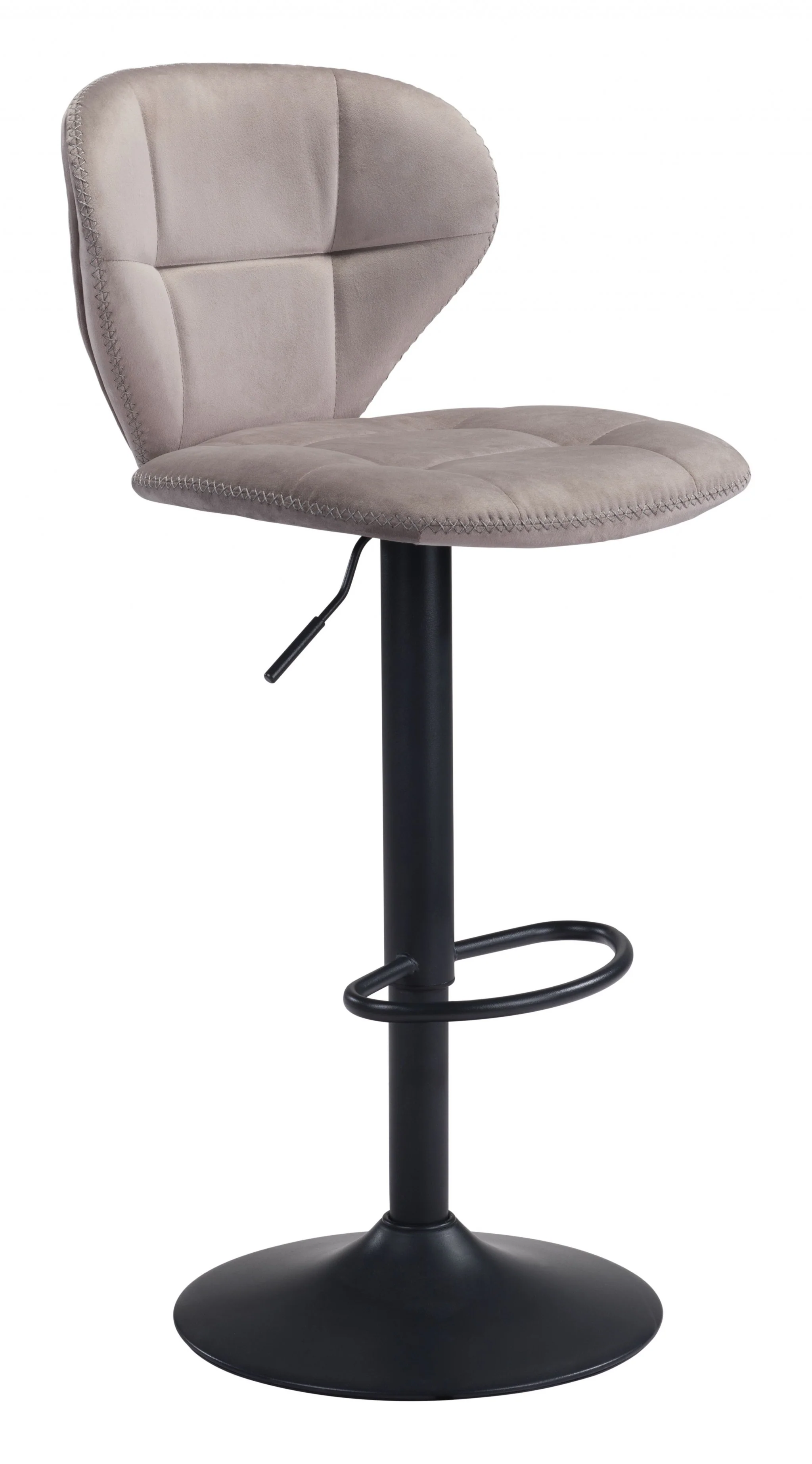 35" Gray And Black Steel Swivel Low Back Counter Height Bar Chair With Footrest By Homeroots - Image 2