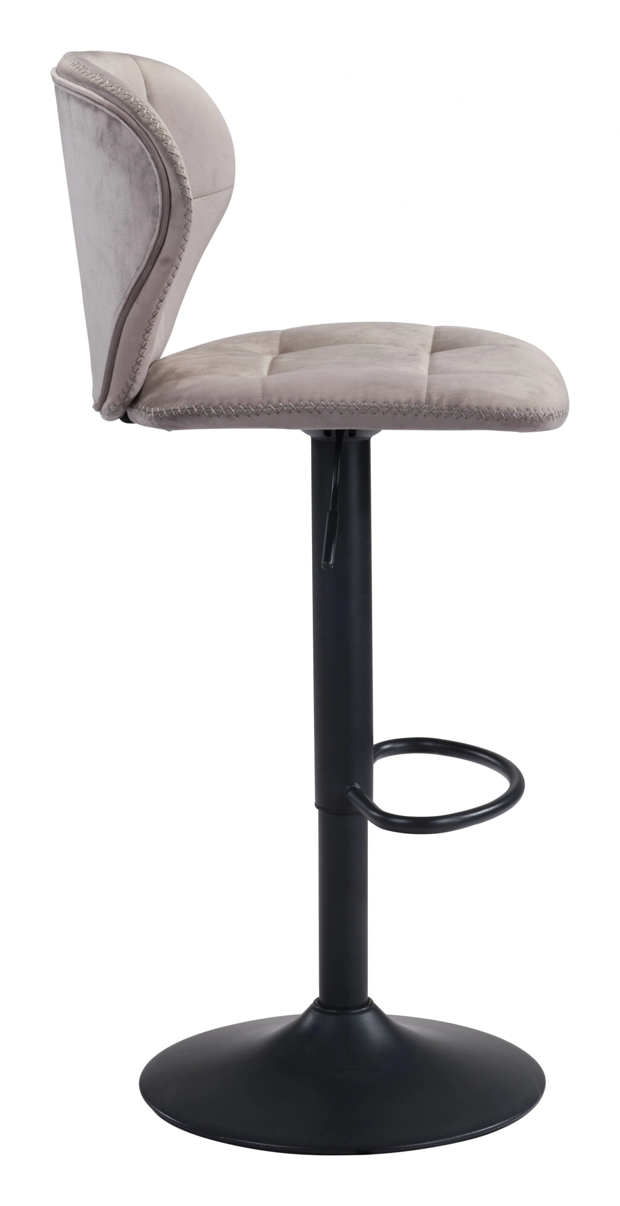 35" Gray And Black Steel Swivel Low Back Counter Height Bar Chair With Footrest By Homeroots - Image 3