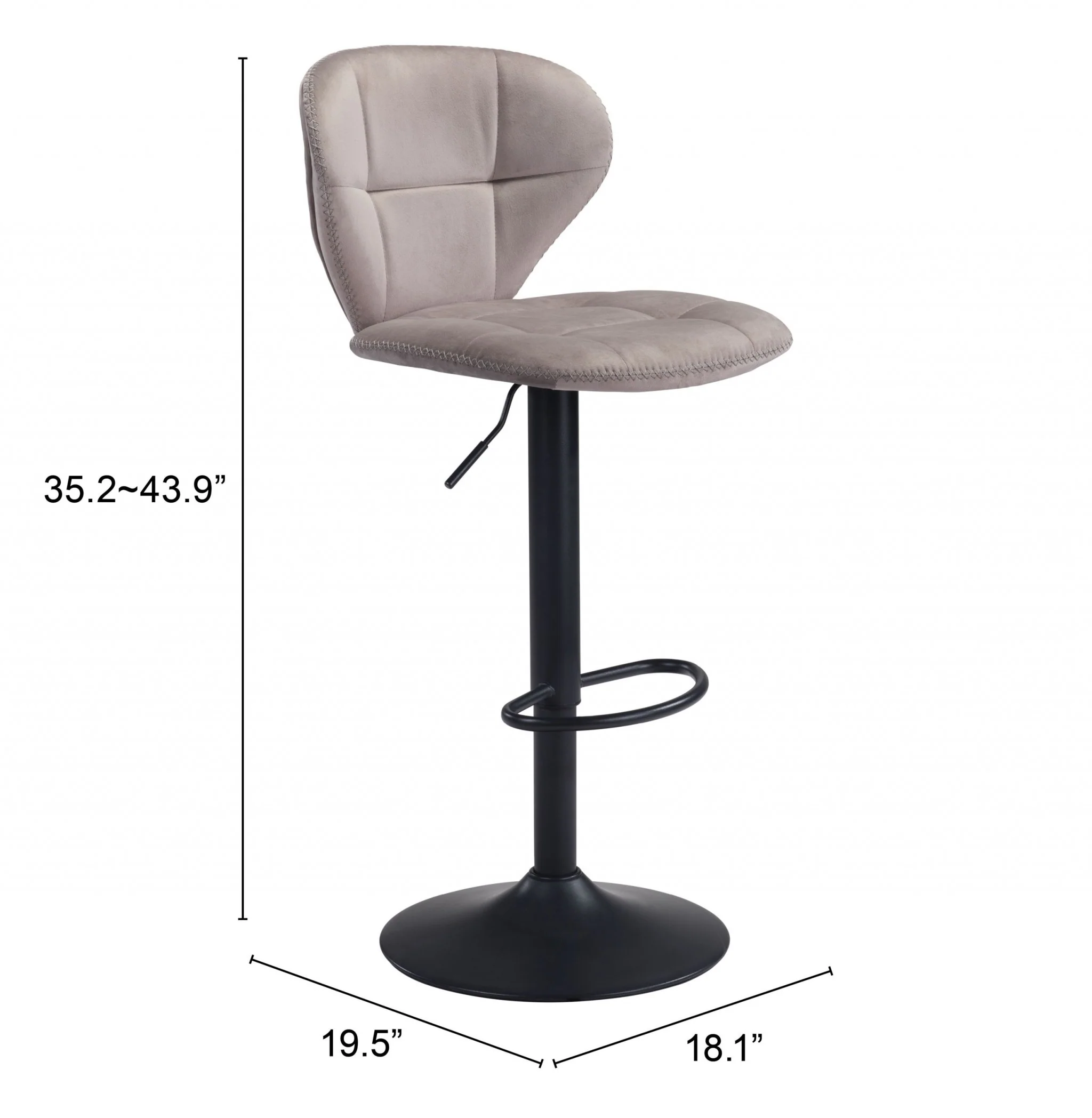 35" Gray And Black Steel Swivel Low Back Counter Height Bar Chair With Footrest By Homeroots - Image 9