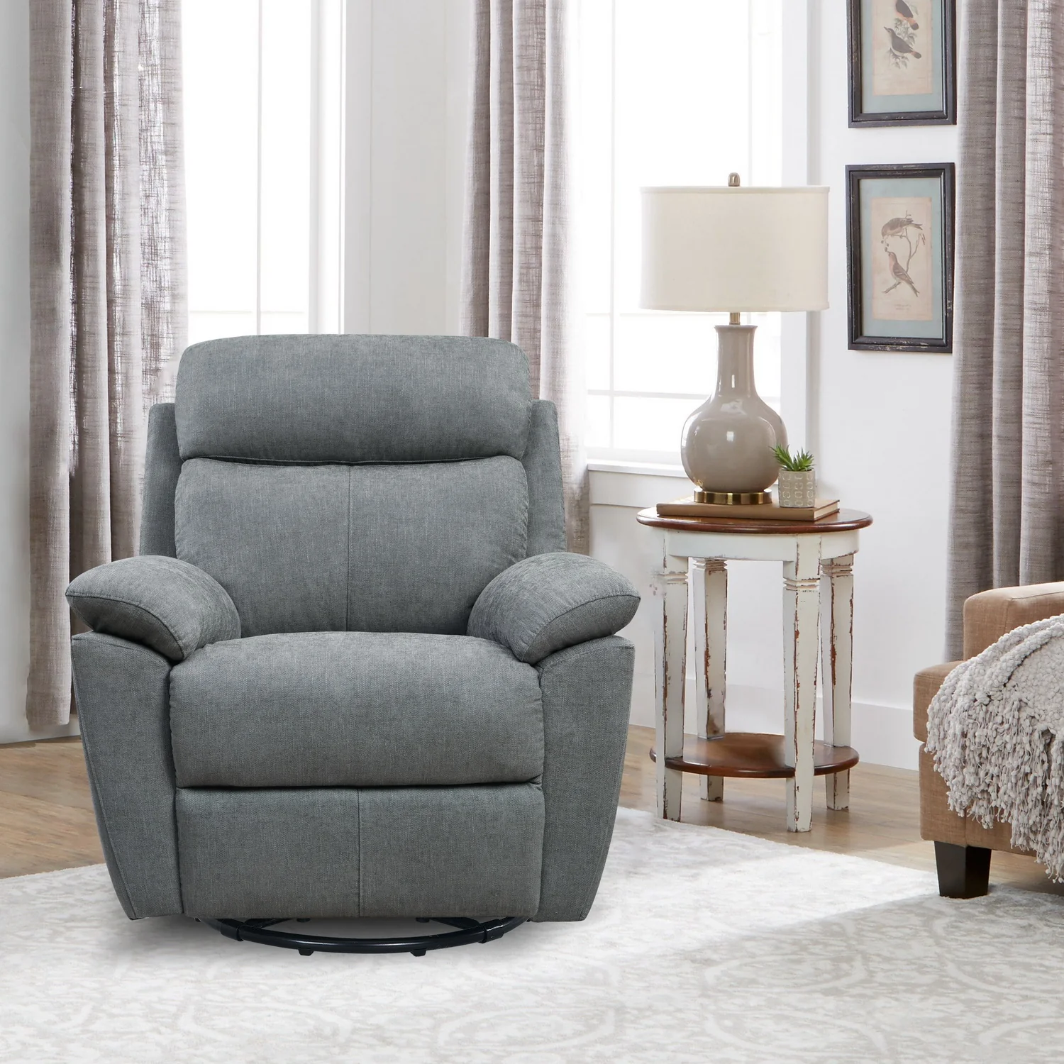 35" Gray Fabric Power Recliner with USB By Homeroots - Image 5