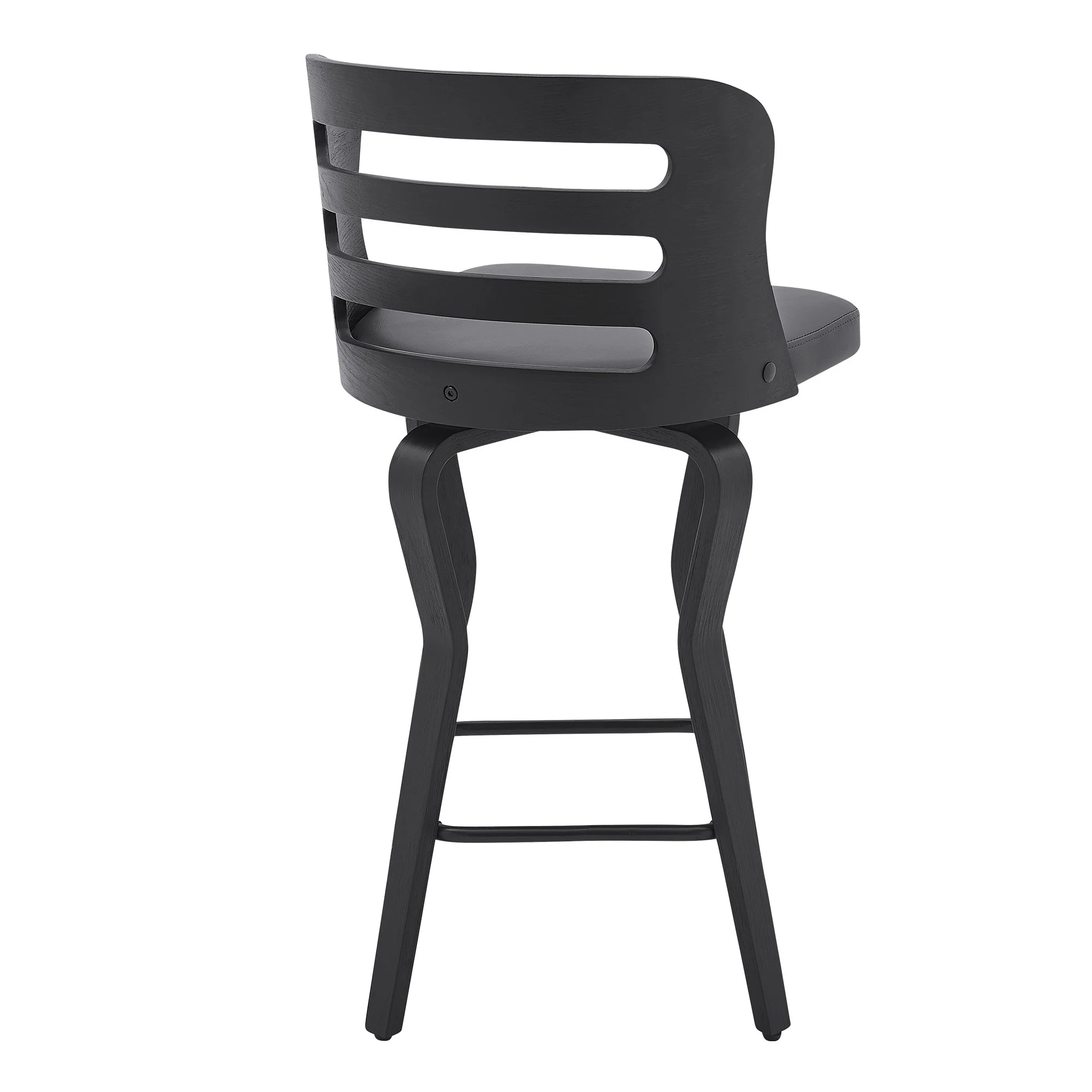 35" Gray Faux Leather And Iron Swivel Counter Height Bar Chair By Homeroots - Image 5